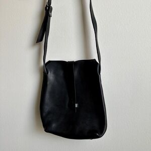 Jigsaw Shoulder Bag Womens‎ Black Leather Adjustable Strap Minimalist Purse Tote